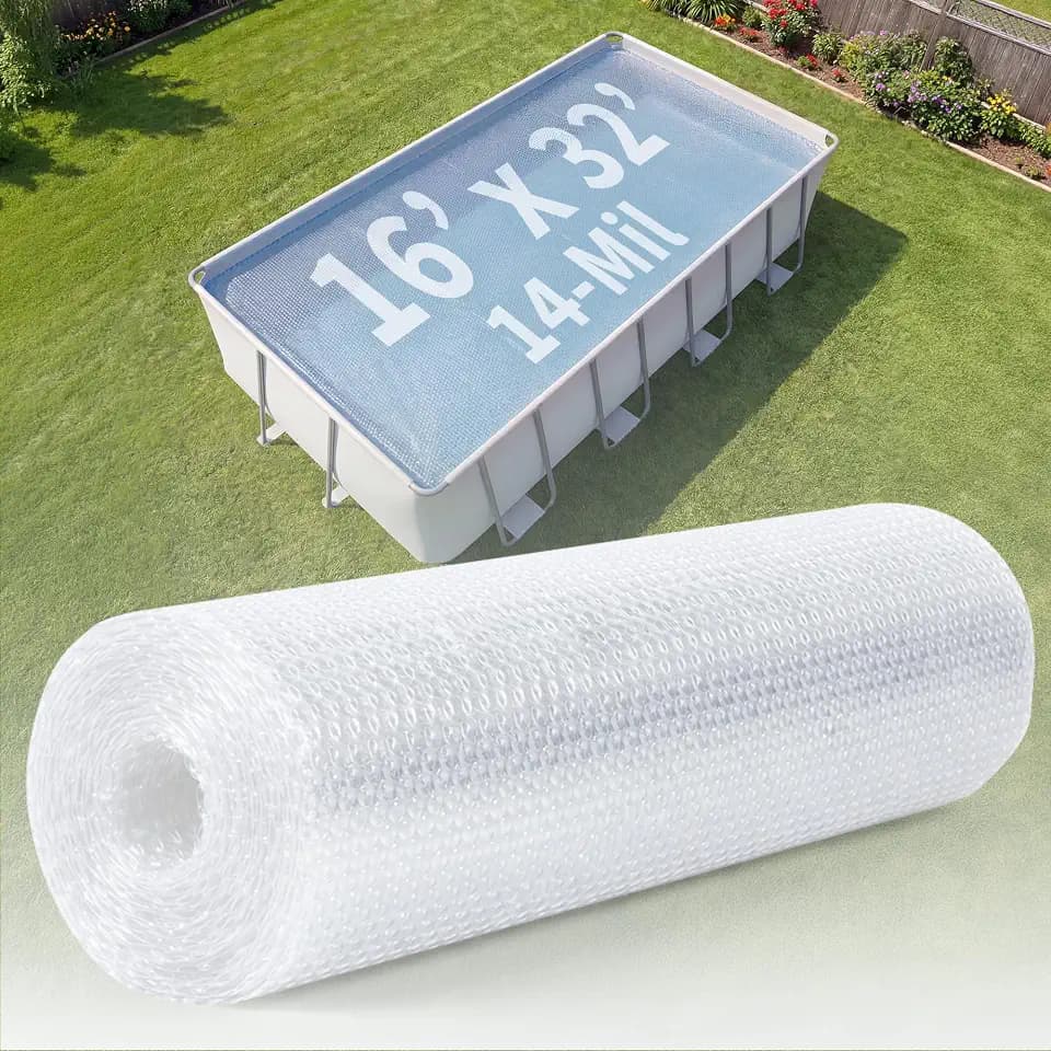 Blue Wave 16x32-ft Rectangle Solar Pool Cover 14-Mil Clear – Solar Cover for Above Ground Pool & Inground Pool, Thermal Bubble Blanket for Heat Retention & Reduced Evaporation