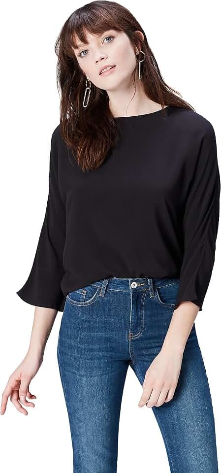 find. 17AMZ807 t shirt damen, Schwarz (Black), 44 (Herstellergröße: XX-Large)