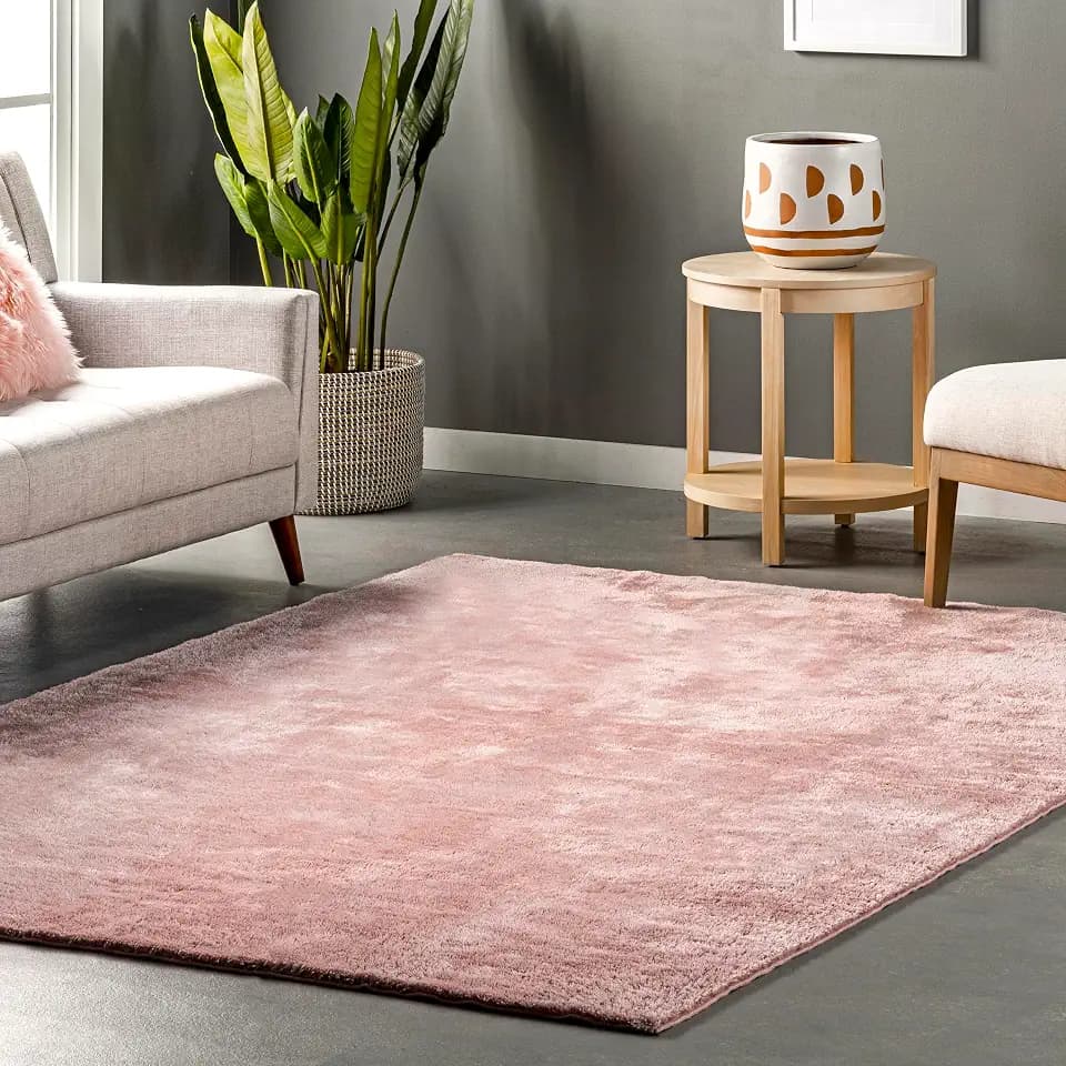 nuLOOM Loni Pink Solid Washable Area Rug, 5' x 8'