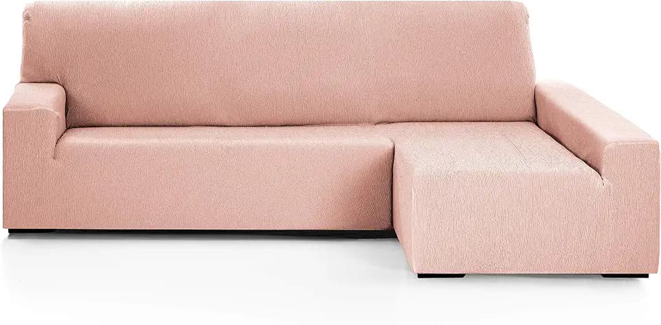 Martina Home - Emilia - Elastischer Chaiselongue-Bezug - Langer rechter Arm (Vorderansicht) - Lachs