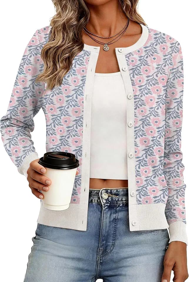 Womens Cardigan Sweaters Lightweight Long Sleeve Button Down Knit