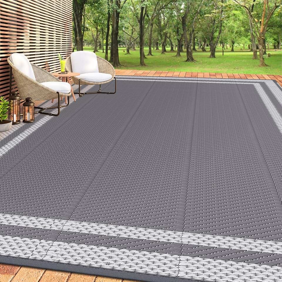 HappyTrends Outdoor Rug Portable Plastic Straw Camping Rugs for Outside RV