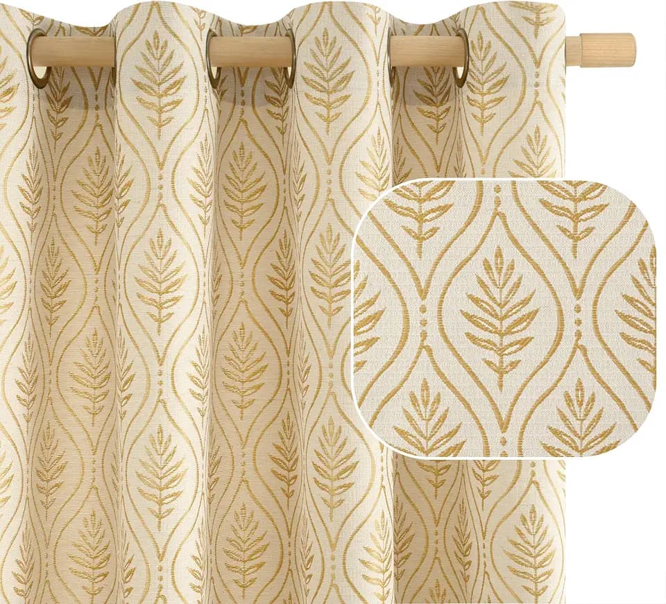 BGment Gold Linen Curtains for Living Room，52 x 84 Inch 2 Panels