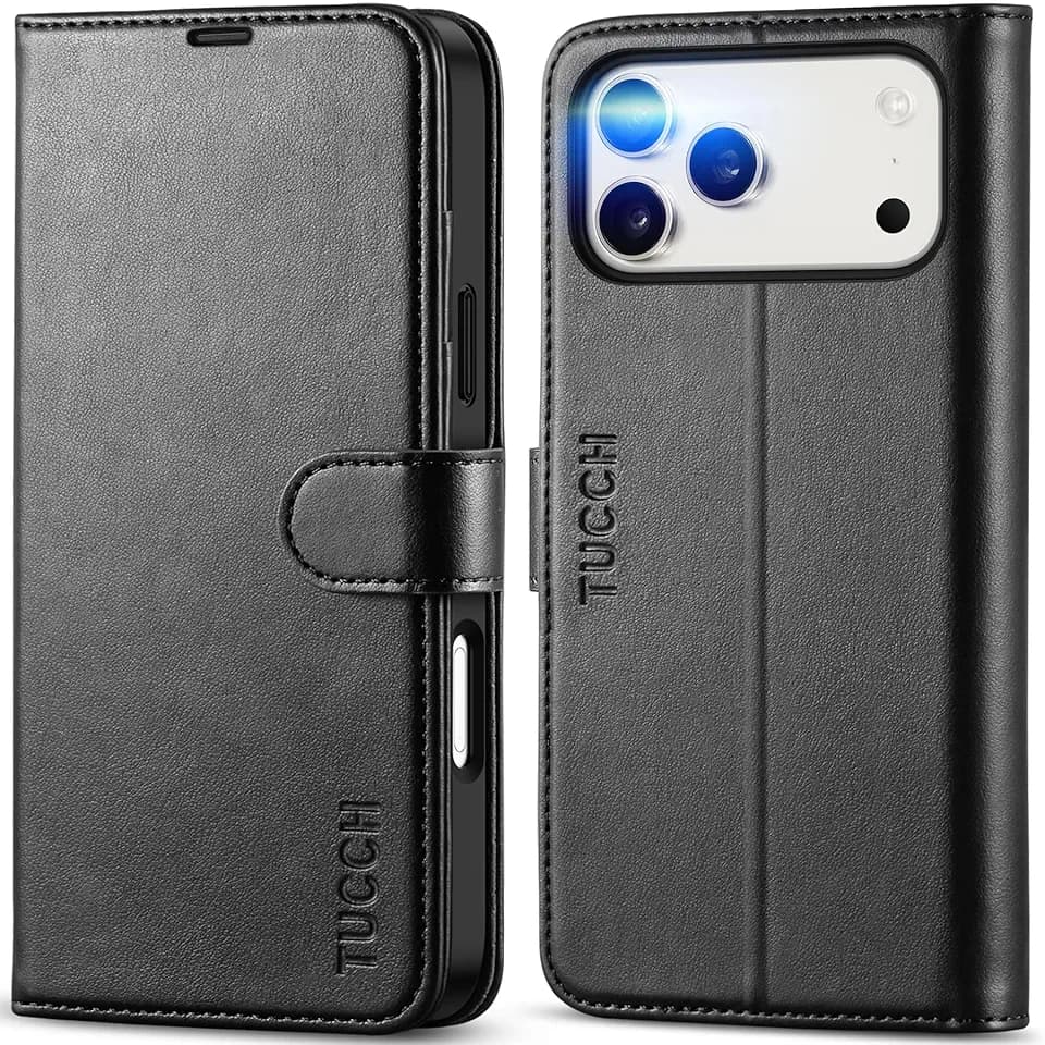 TUCCH Wallet Case for iPhone 18 Pro Max & 17 Pro Max, 4 Card Holders, Black