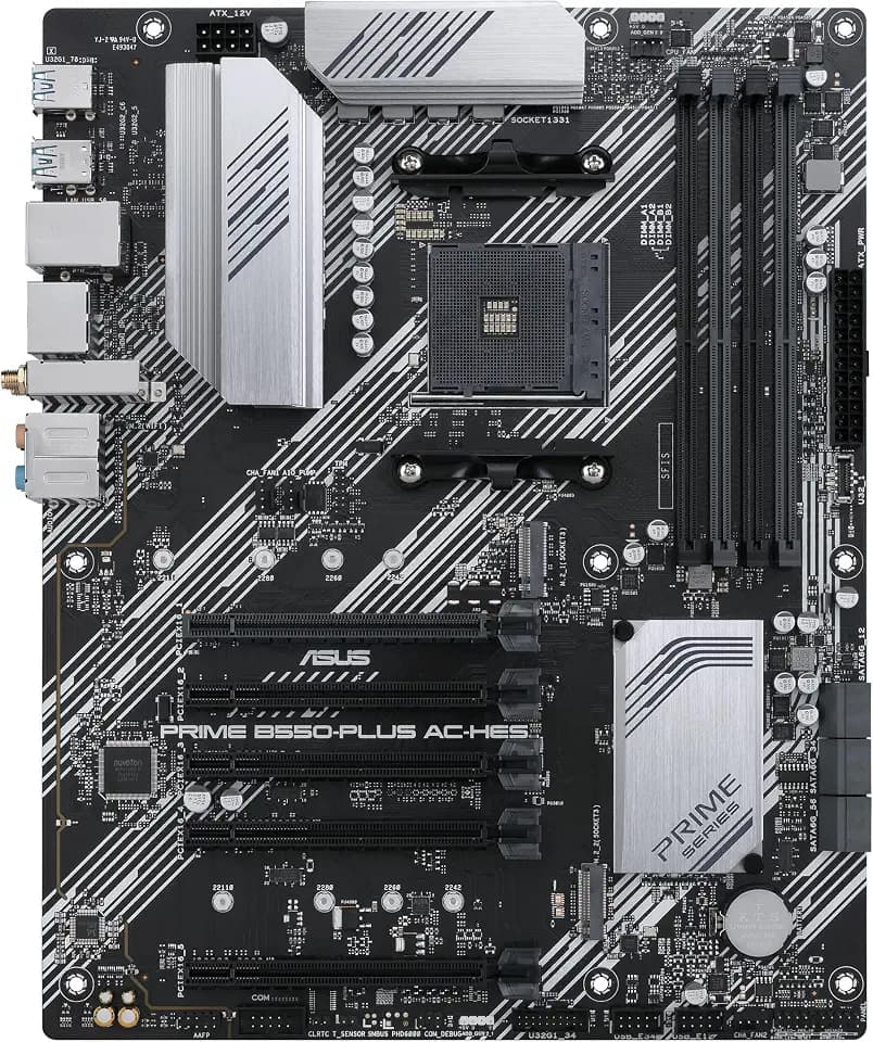 ASUS Prime B550-PLUS AC-HES AMD AM4 (3rd Gen Ryzen) ATX DDR4 Motherboard (Dual M.2, PCIe4.0, WIFI5, 1Gb Ethernet, SATA 6 Gbps, USB 3.2 Gen 2 Type-C, Front USB 3.2 Gen 1 Type-C and CEC Tier II Ready)
