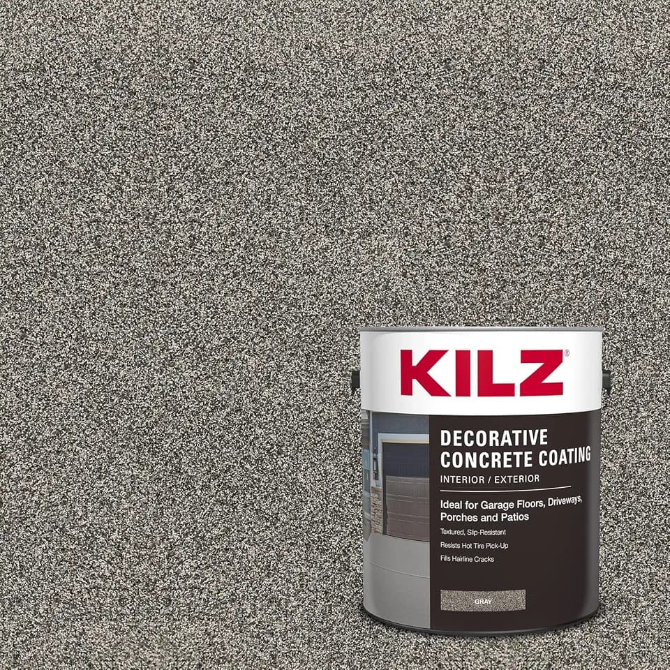 KILZ Decorative Slip-Resistant Concrete Coating, Gray, 1 Gallon