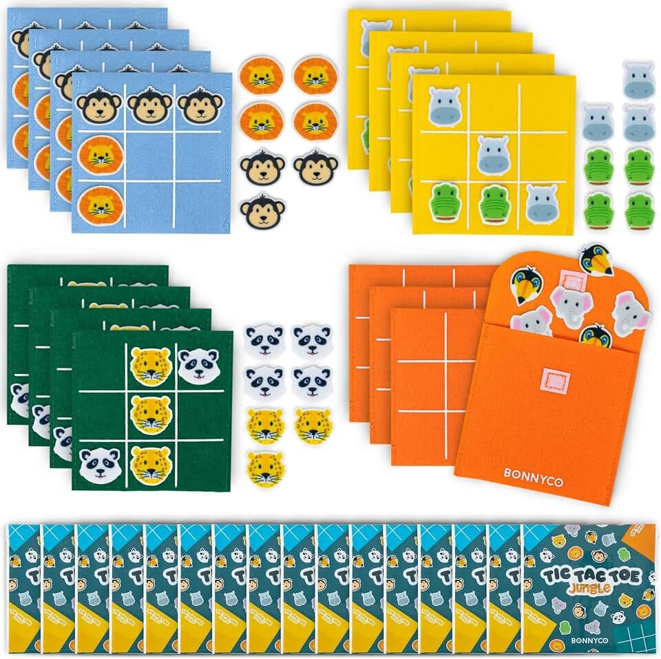 BONNYCO Tic Tac Toe Tiere 16 Stück Mitgebsel Kindergeburtstag Gastgeschenke