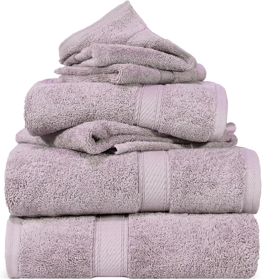 SUPERIOR Egyptian Cotton Ultra Plush & Absorbent, 6 Piece Set, Purple