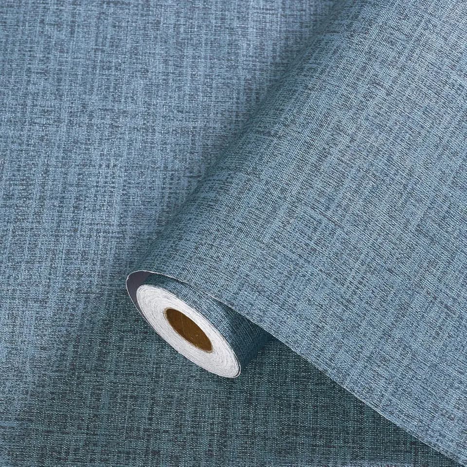 Blue Peel and Stick Wallpaper 393.7inch Textured Linen Contact Paper for Cabinets Countertops Waterproof Grasscloth Wall Paper Pre-Pasted for Bedroom Stick on Wallpaper Self Adhesive