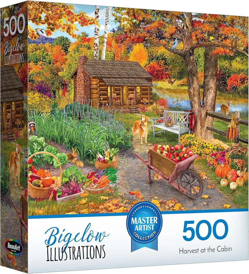 RoseArt Bigelow Illustrations Harvest at the Cabin 500 Piece Jigsaw Puzzle