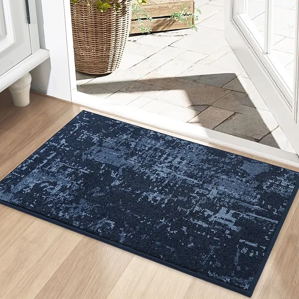 BEQHAUSE Door Mat Indoor Entrance Dirt Trapper Washable, 20x32in, Blue