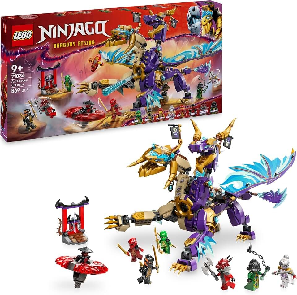 LEGO NINJAGO Lichtbogendrache - Spielzeug mit 8 Minifiguren und einem Spinjitzu-Spinner - Interaktives Ninja Bauspielzeug für Jungen & Mädchen ab 9 Jahren - Geschenkidee für Fans 71836