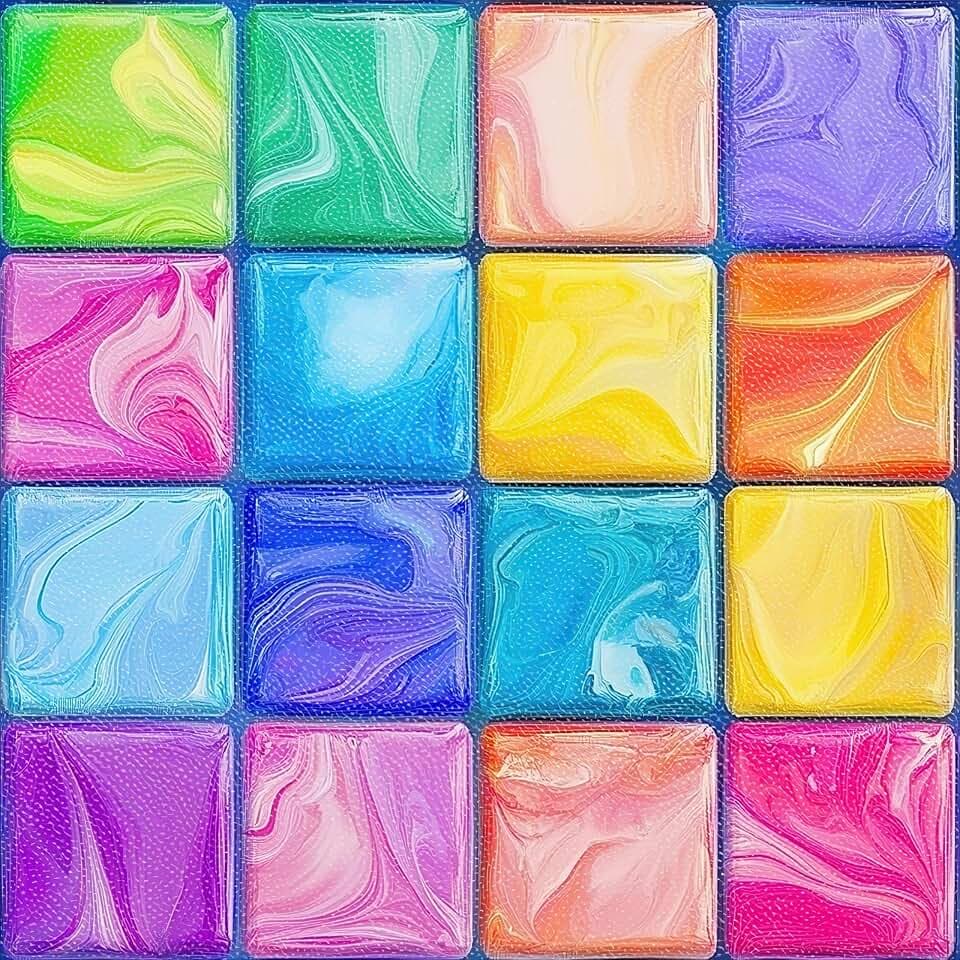 HOMETITUTE Candy Swirl Paint Art Floor 12in Vinyl Tile