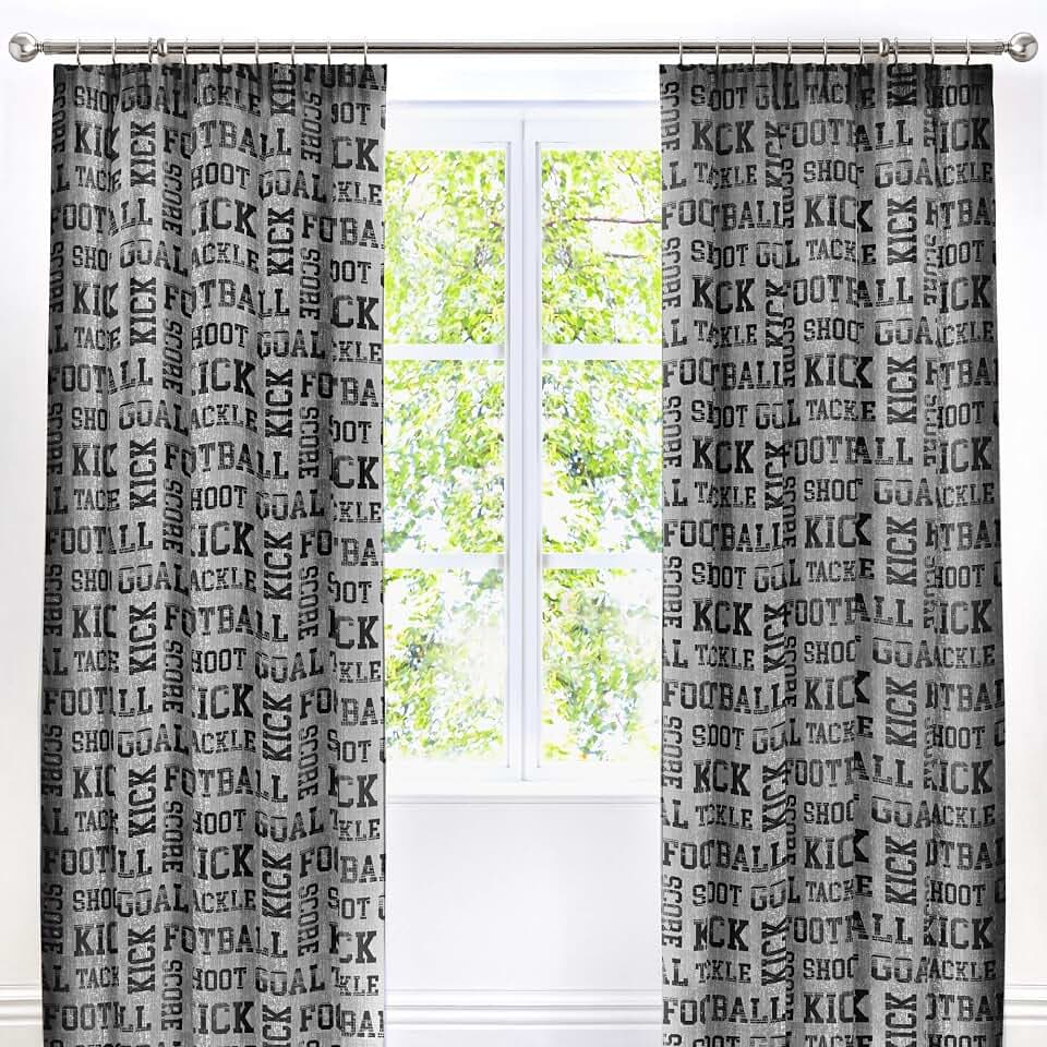 Bedlam Fußball, für Kinder, 52% Polyester, 48% Baumwolle, Futter: 52% Polyester, 48% Baumwolle., grau, Pair of Curtains