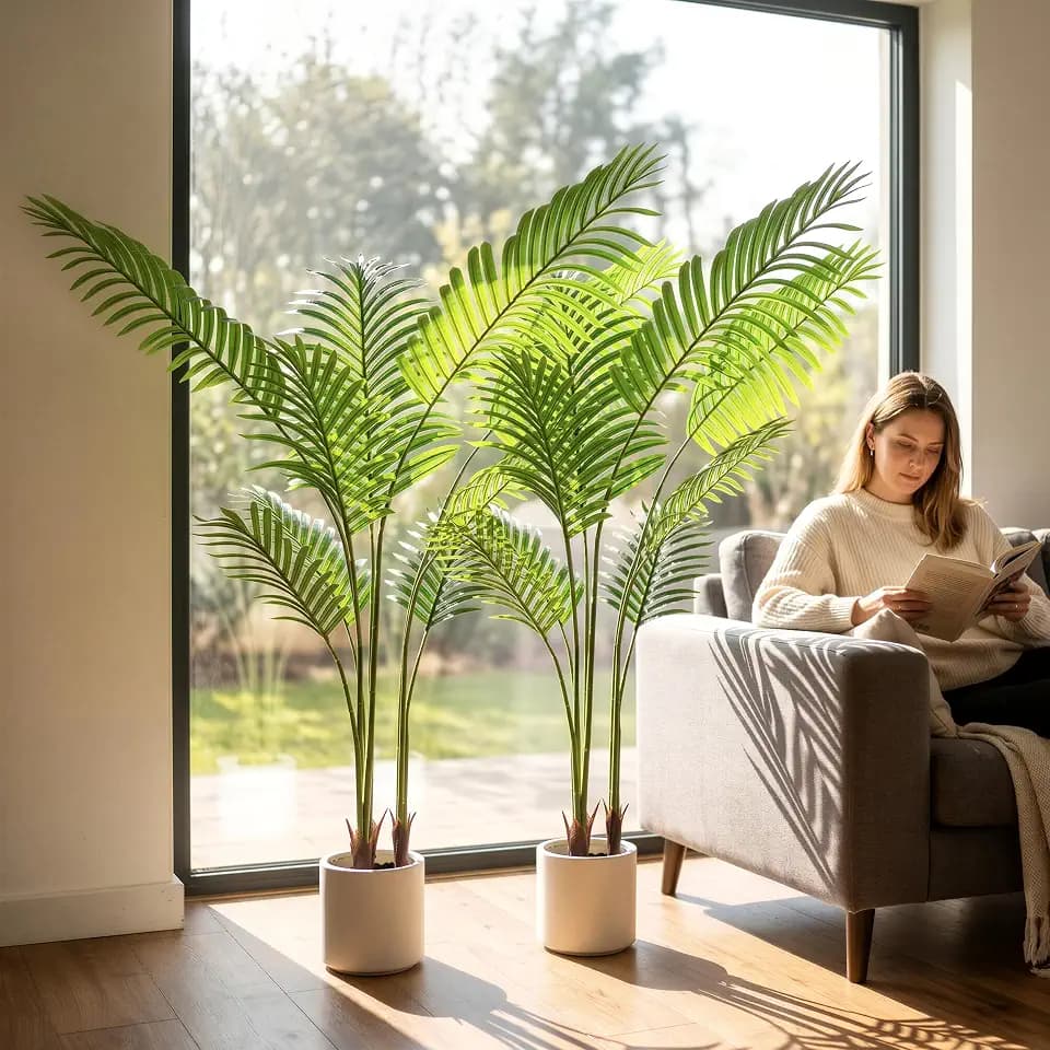 BEAUTYPEAK Palm Plant Kunstpflanze 120cm, Künstliche Pflanze 2 Stück