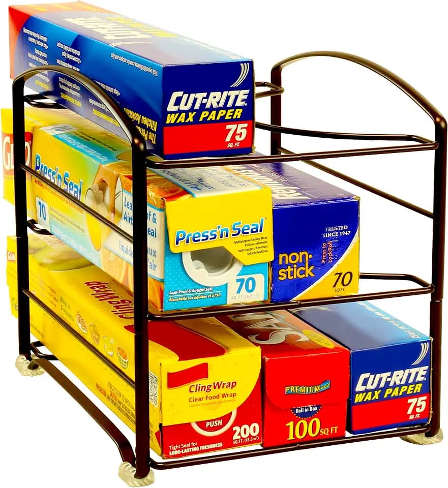 Deco Brothers Wrap Organizer Rack for Kitchen Cabinet, 3 Tier, Bronze