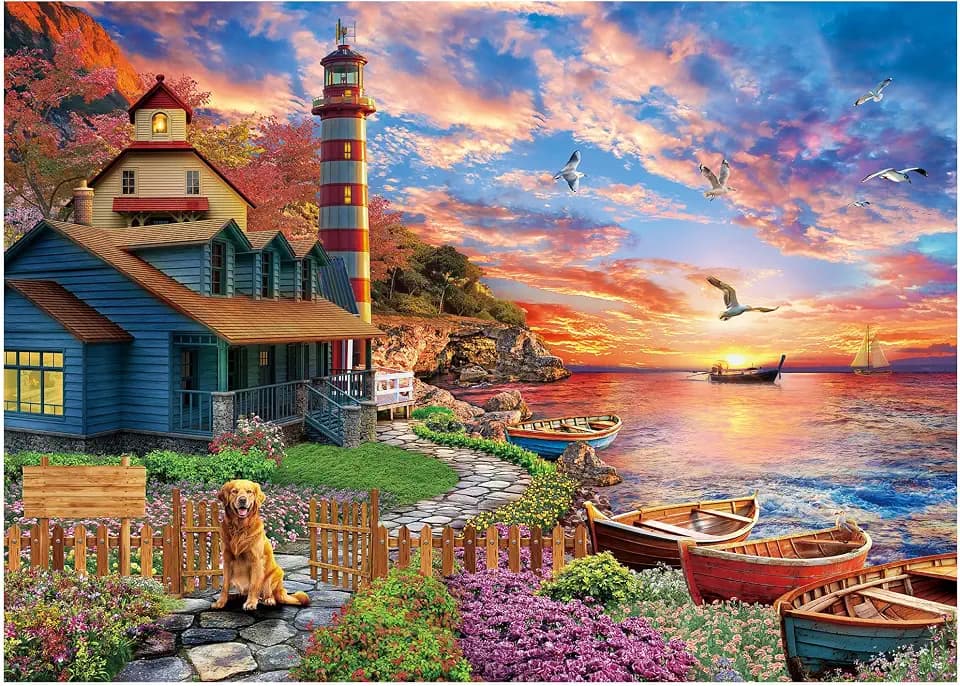 BenBen Puzzles for Adults 1000 Pieces, Sunset at Lighthouse Cove