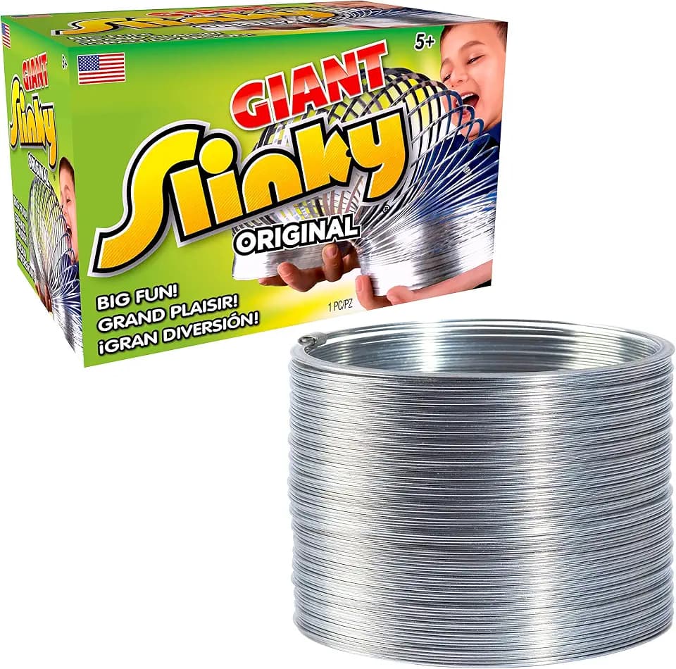 Original Giant Slinky Walking Spring Toy, 3.5-inch Diameter Metal Slinky, Party Favors, Fidget Toys, Kids Toys for Ages 5 Up by Just Play