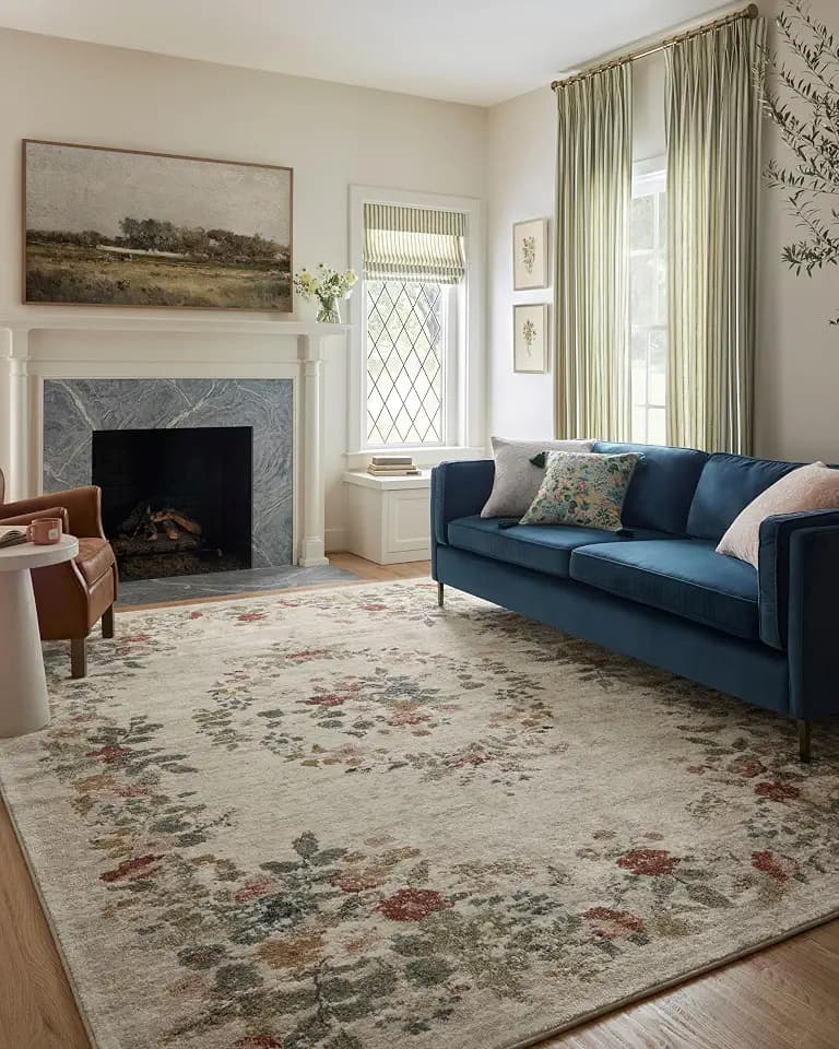 Loloi Rifle Paper Co Laurel Cream 5'-3" x 7'-8" Area Rug
