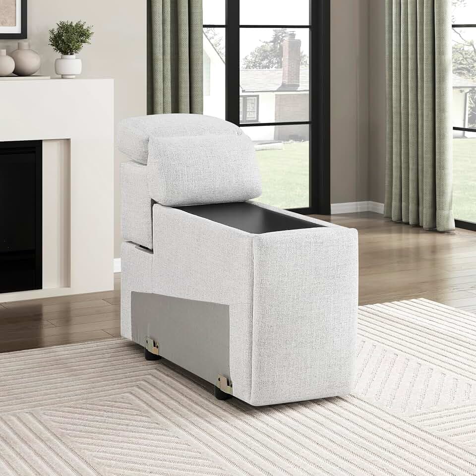 Lexicon Power Reclining Modular Sectional Sofa, Module for Sectional Couch, Console with Cup Holders, Chenille Cloud