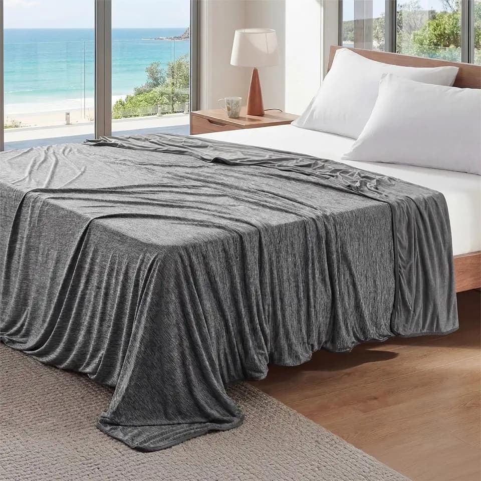 Bedsure Silky Soft Cooling Blanket Full Size, 80"x90", Dark Grey