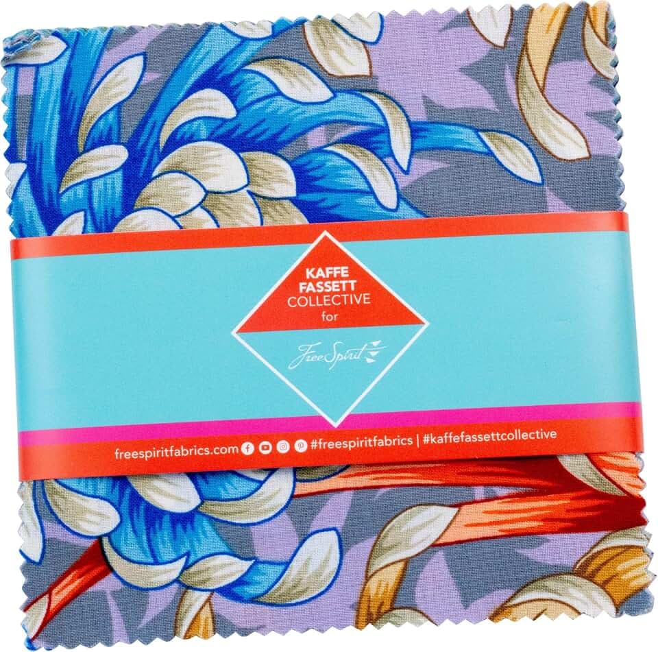 Kaffe Fassett Collective August 2025 Cool Charm Pack 42 5-inch Squares FreeSpirit Fabrics