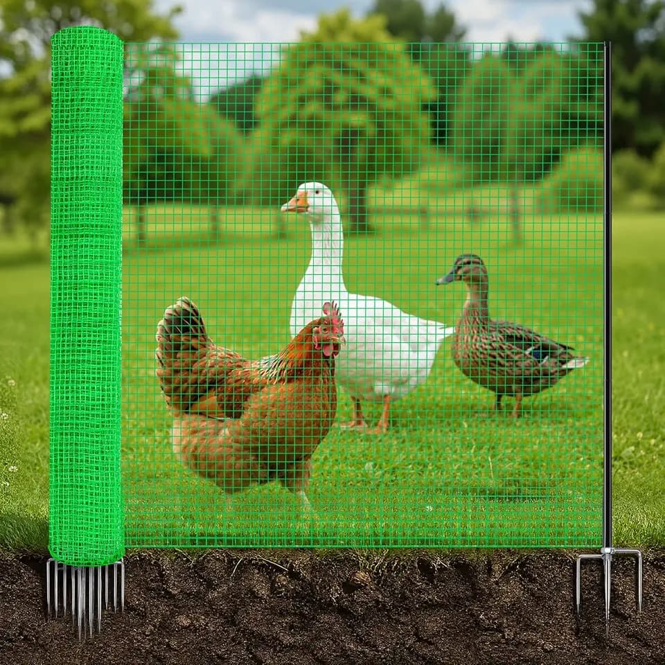 Temporary Fence with Metal Posts, 3' x 50' Plastic Mesh Fencing for Outdoor