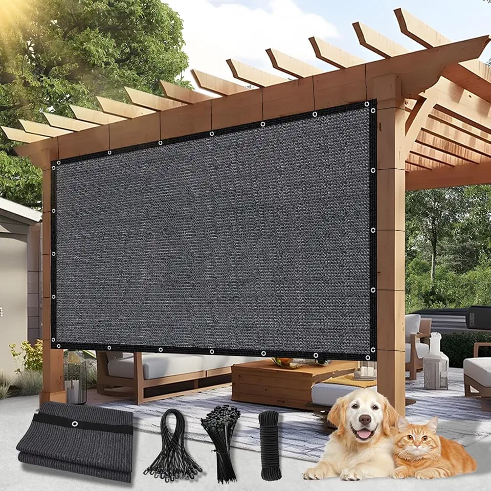 90% Outdoor Sun Shade Cloth, 6'×12' Pergola Shade Cover with Grommets, Privacy Screen Sunshades for Patio Garden Backyard Plant, Blue Grey