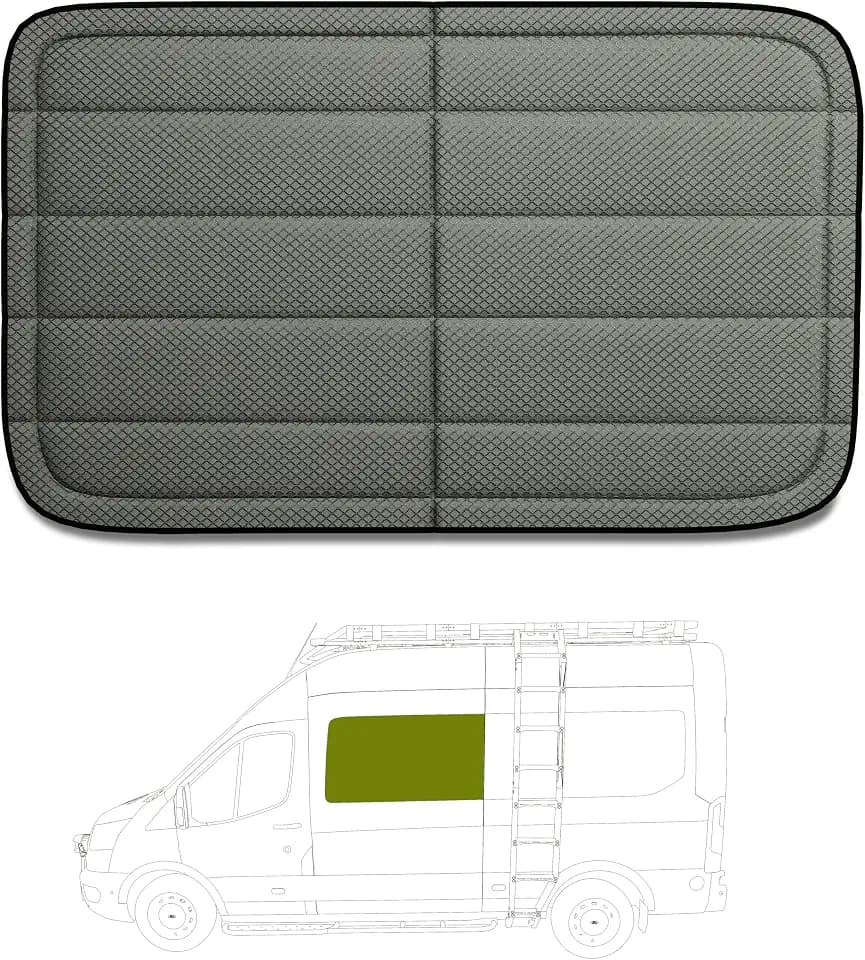 VANNCAMP Extra-Thick Crew Side Window Cover for Ford Transit Medium/High Roof, 2015-2026, Magnetic Insulated Blackout Window Sunshade, Foldable Design, AllSeasonGuard Pro