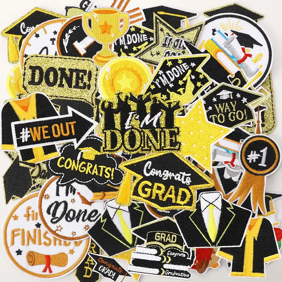 AUGSUN 60pcs Graduation Iron on Patches Congrats Grad Sew Applique
