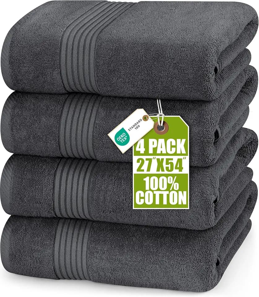 Utopia Towels 4er-Pack Badetücher 100% Baumwolle, 69x137 cm, Grau
