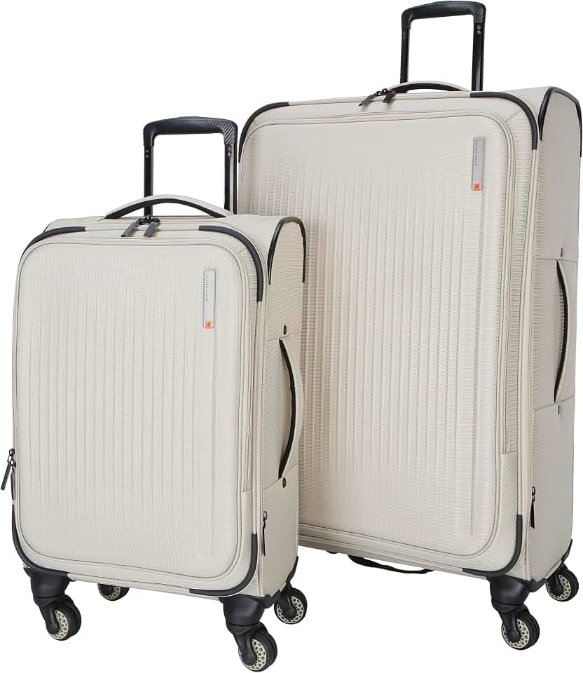 Sharper Image Odyssey 2-Piece Set (21.5" & 29") Expandable 8-Wheel Spinner Carry On and Large Checked Luggage Set, Abbey Stone