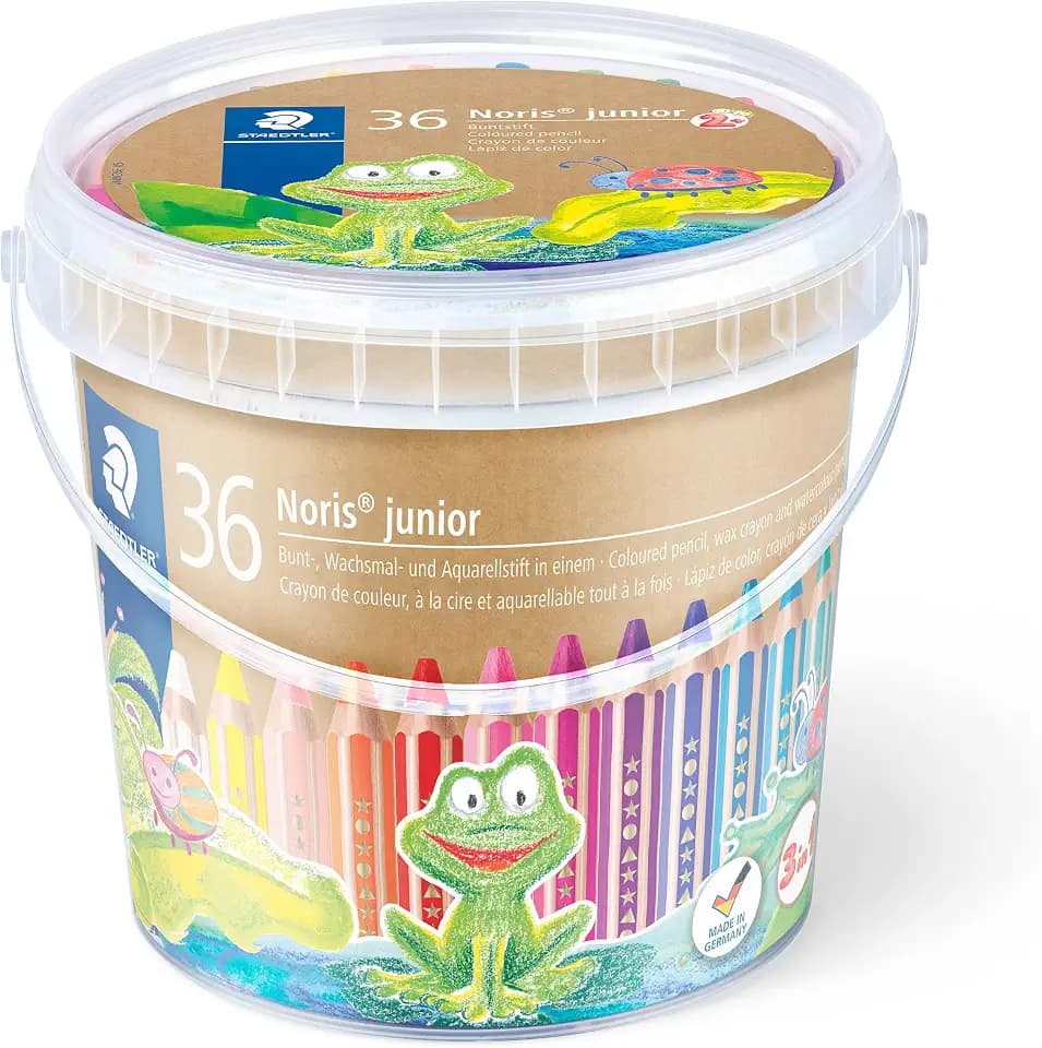 STAEDTLER Noris junior 140 Buntstifte 3 in 1 – Eimer, 36 Stück