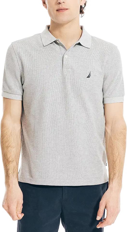 Nautica Men's Classic Short Sleeve Solid Performance Deck Polo Shirt