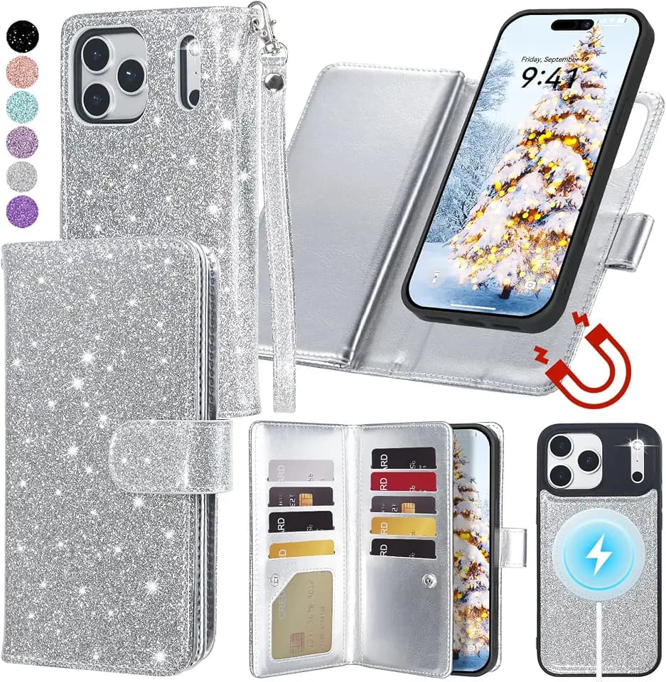 Varikke Wallet Case for iPhone 17 Pro Compatible with Magsafe, Silver