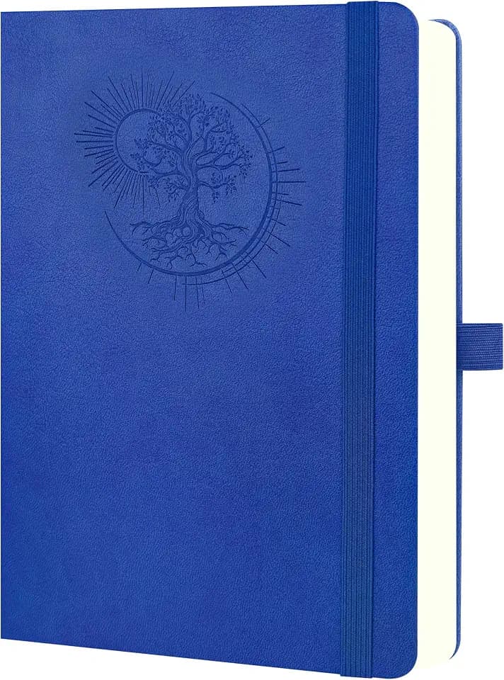 Mlife Notizbuch B5 mit Lebensbaum-Design–300 Seiten,100g Papier,PU-Cover,elastisches Band,Stifthalter,3 Lesezeichen–Ideal für Beruf, Studium & Geschenk(Blau)