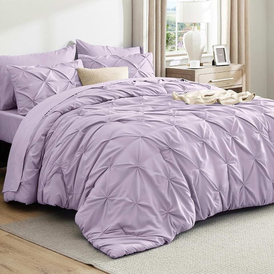 Bedsure Twin XL Comforter Set & Sheet Set, 5pc Light Purple Bed in a Bag