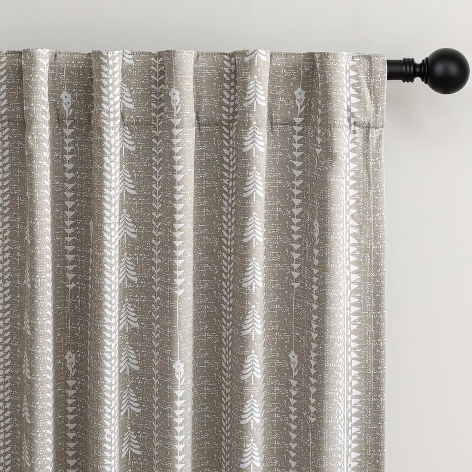 MEETSKY Boho Taupe 95% Blackout Bedroom Curtains 50Wx63L,2 Panels