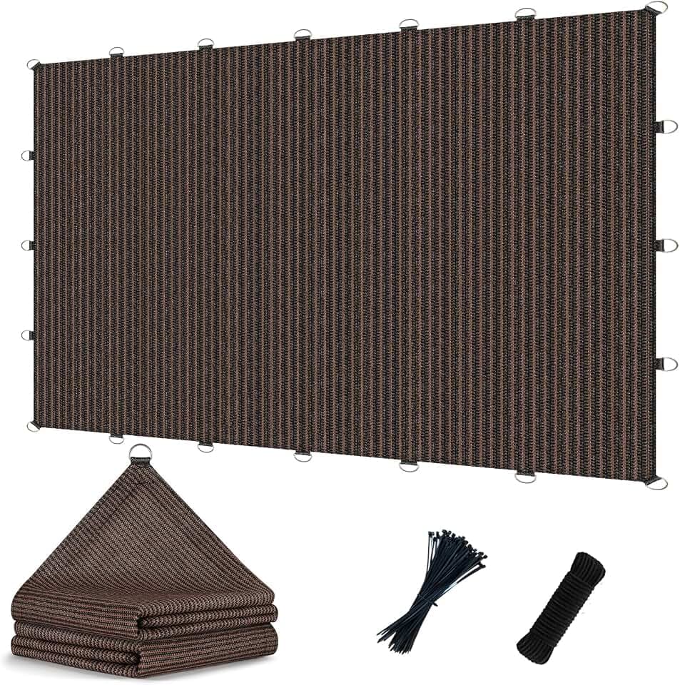 POYEE 90% 12x20ft Sun Shade Cloth with Reinforced Corner Webbing & D-Rings