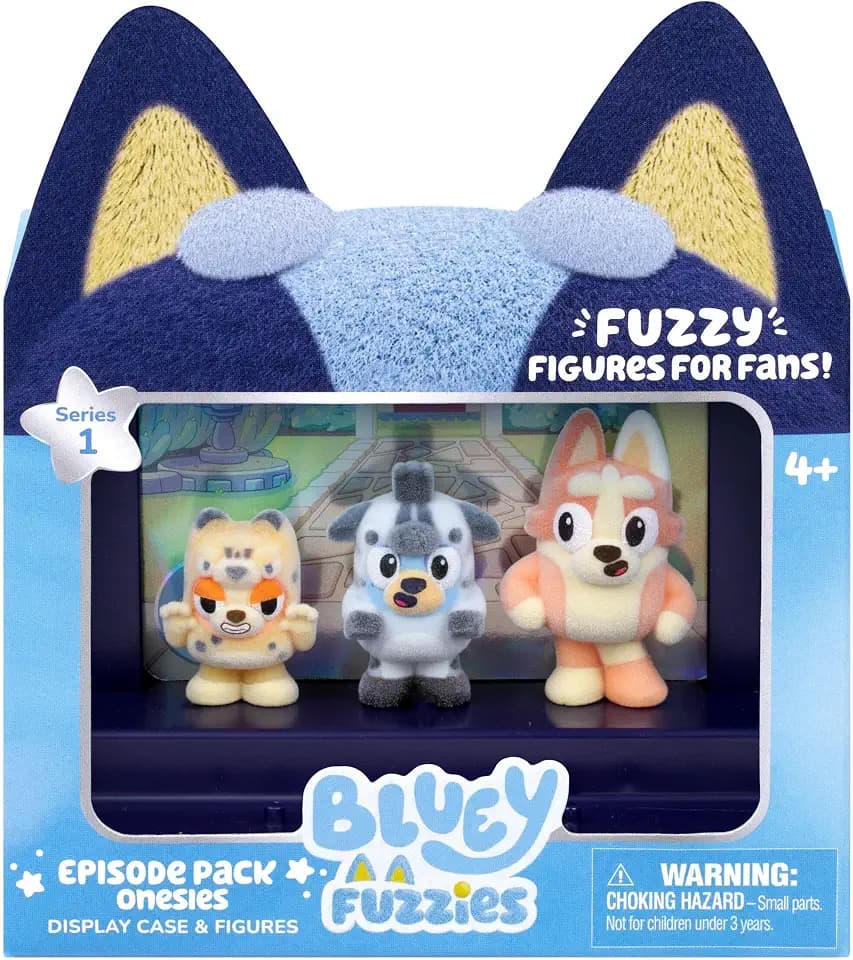 Bluey Fuzzies Episode Pack: Onesies, 3 Flocked Mini-Figures
