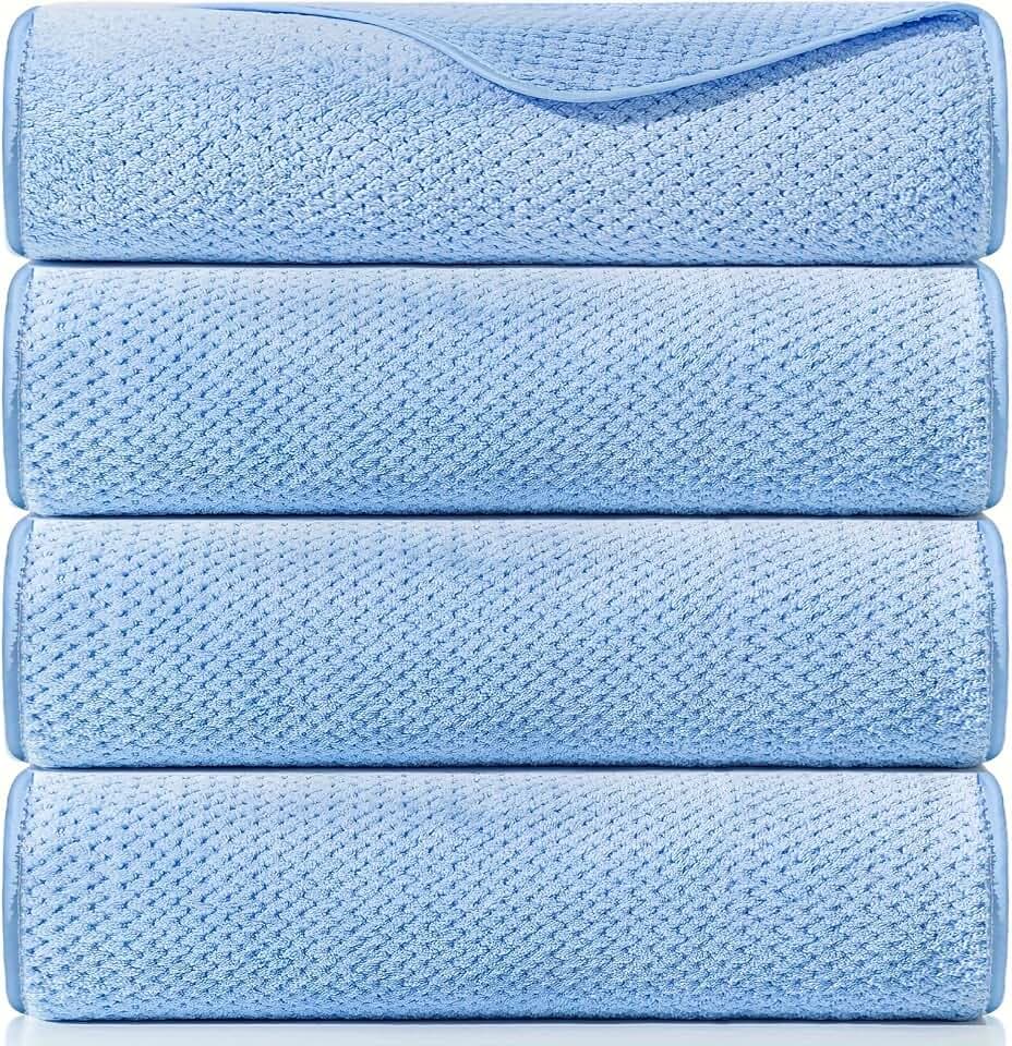 4 Pack Oversized Bath Towel Set 35in x 70 inches Blue Bathroom Towel Extra Large Bath Sheets for Shower Pool Beach Bathroom Super Absorbent Soft Quick Dry Towels