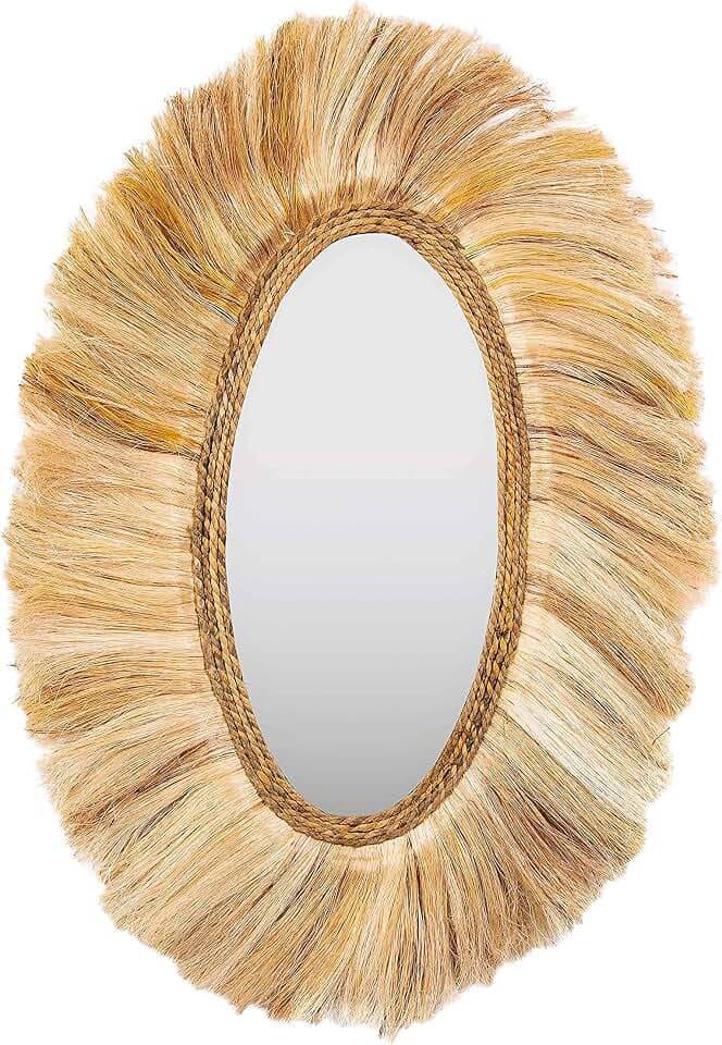 TOV Furniture Tribal Femme-Safari Luxurious Abaca Oval Wall Mirror