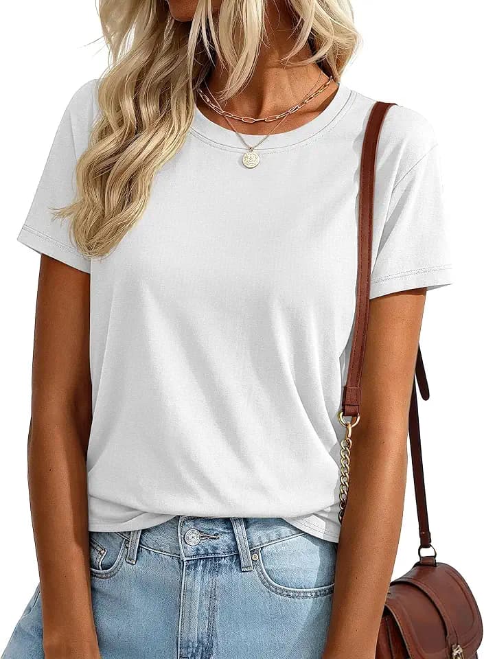 YUCOLEN T Shirts for Women Short Sleeve Summer Cotton Breathable Basic Tee