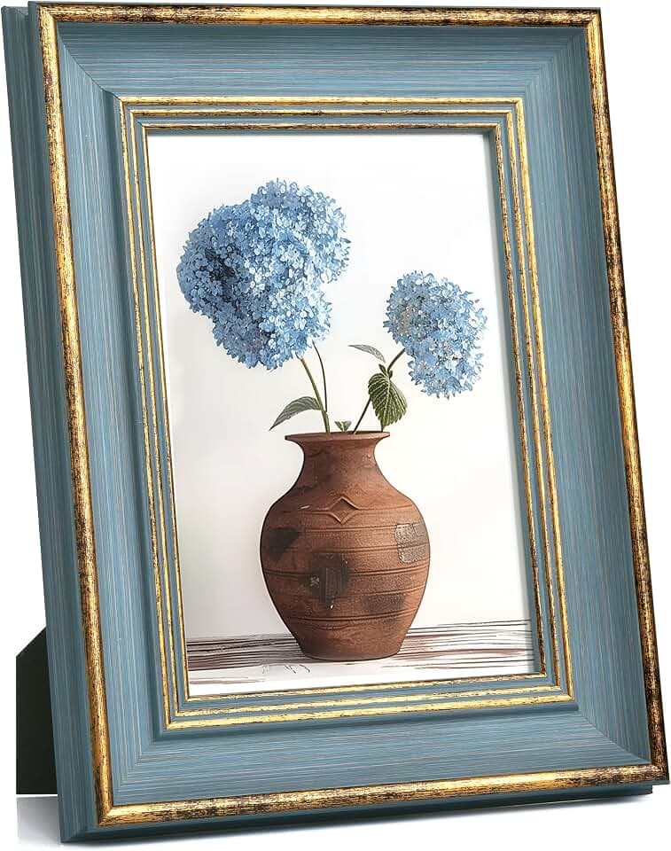 Afuly Vintage Bilderrahmen 20x25 Gold Blau Fotorahmen Picture Frames