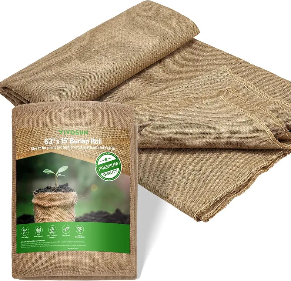 VIVOSUN 63 in x 15 ft Premium Burlap Fabric, High Density Jute Fiber