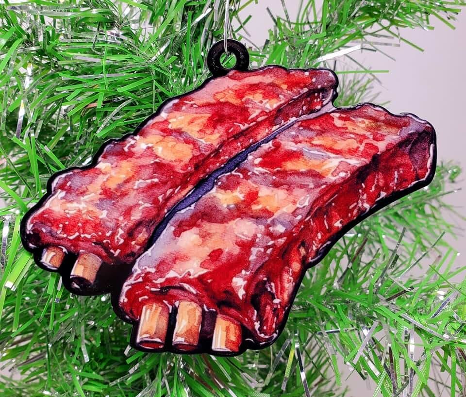 Generic BBQ Christmas Ornament - Ribs Ornament - Smokey BBQ Ribs