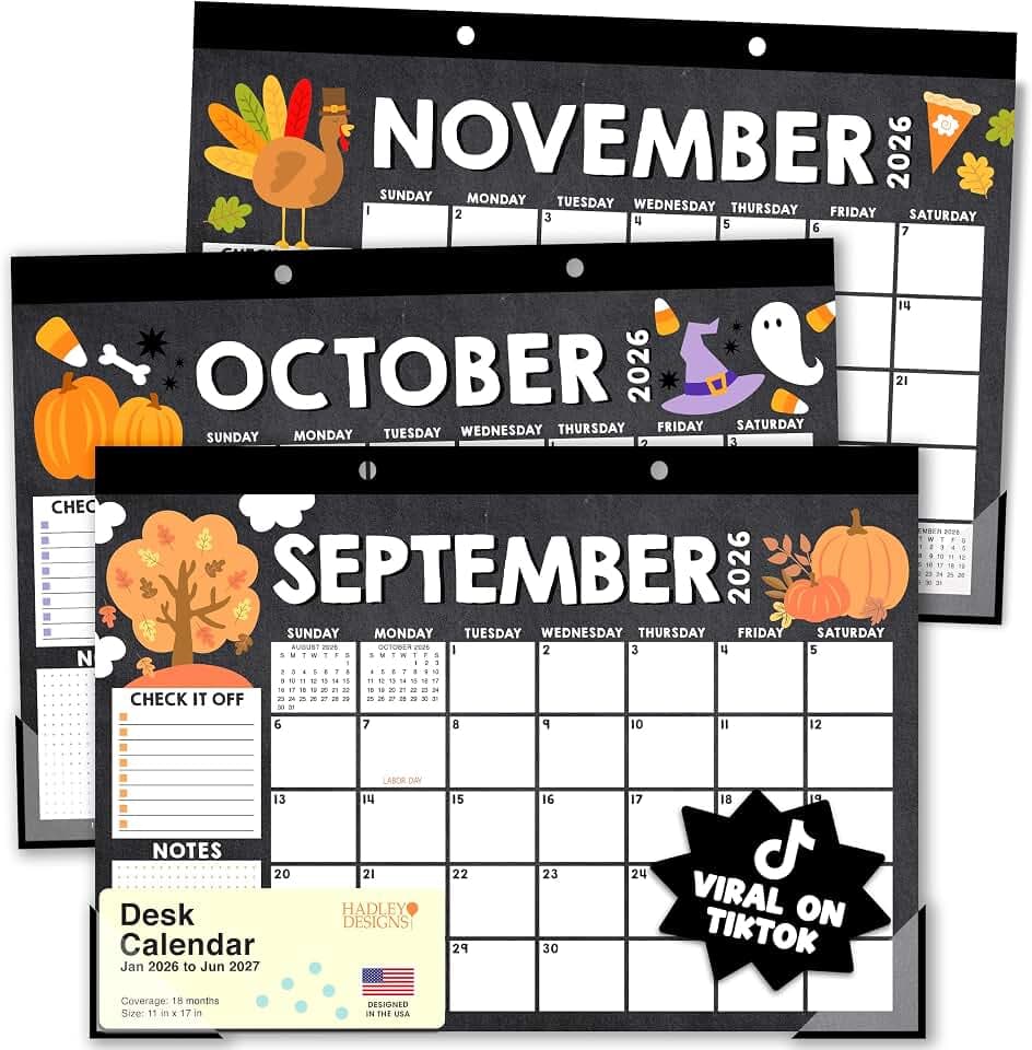 Large Desk Calendar 2026 - Desktop Calendar 2026-2027