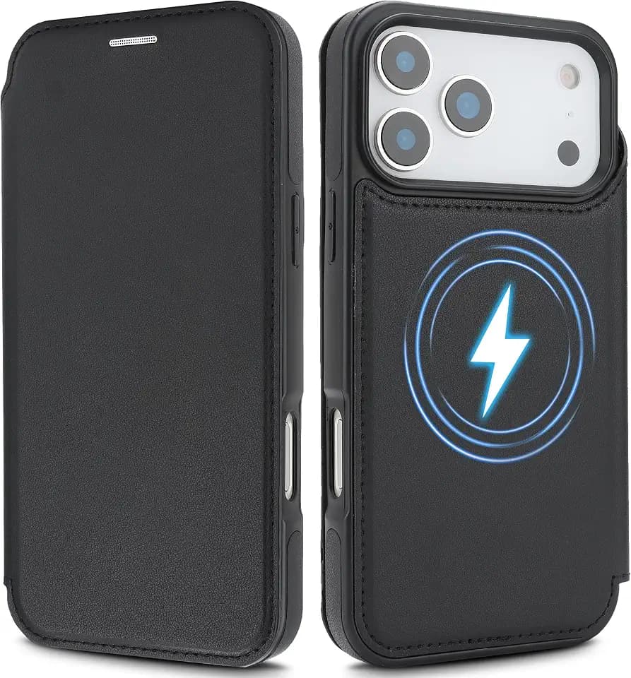 for iPhone 18/17 Pro Max Wallet Case with [RFID Blocking] Card Slot, MagSafe-Fit，PU Leather Strong Magnetic Flip Fold Protective Phone Case for iPhone 18/17 Pro Max Case Wallet,Black