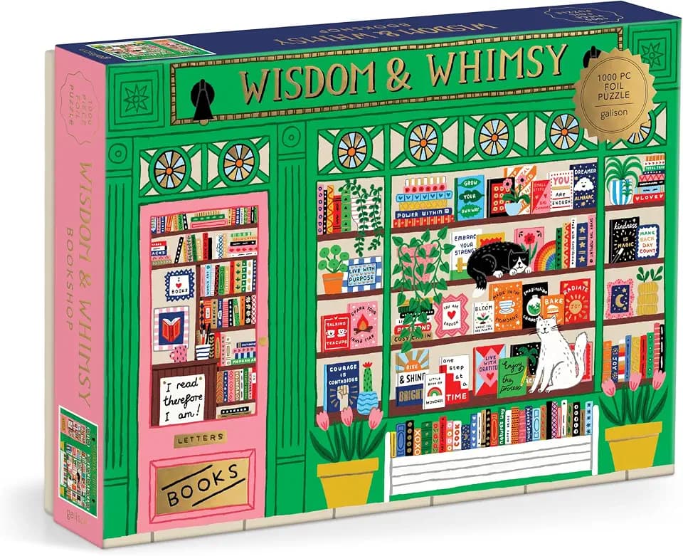 Galison - Wisdom & Whimsy Bookshop 1000 Piece Jigsaw Puzzle with Foil