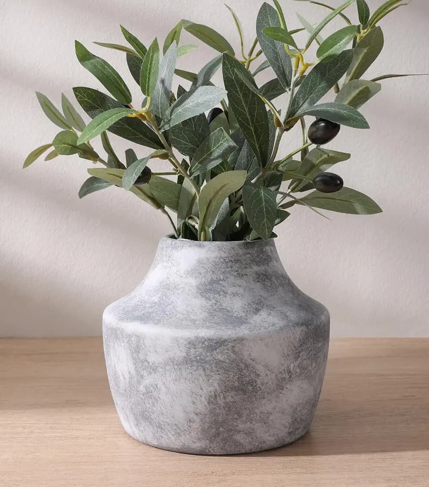 Ceramic Flower Vase, 5.3 Inch Rustic Vase for Flowers, Small Terracotta Pottery Vase for Home Decor, Farmhouse Decorative Vase for Living Room Kitchen Table Shelf Bedroom Decor